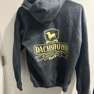Gildan Charcoal Hoodie with Gold Dachshund Logo